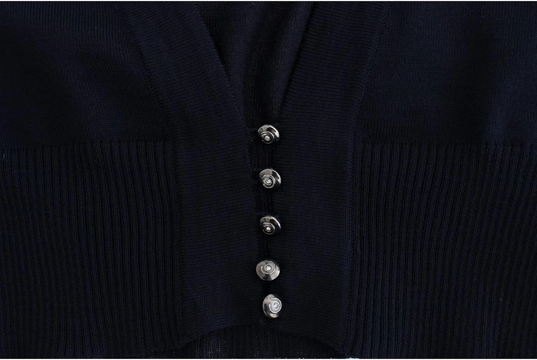 Cropped VNeck Cardigan Women - Blue Sweaters