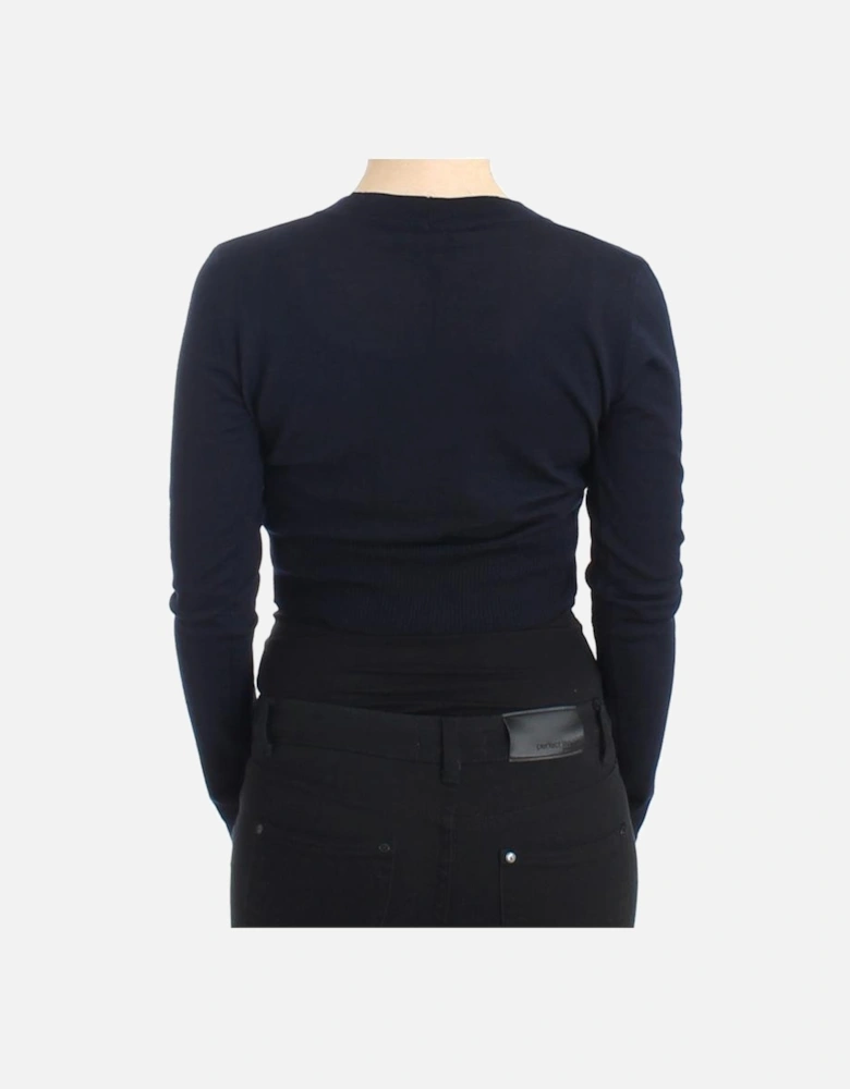 Cropped VNeck Cardigan Women - Blue Sweaters