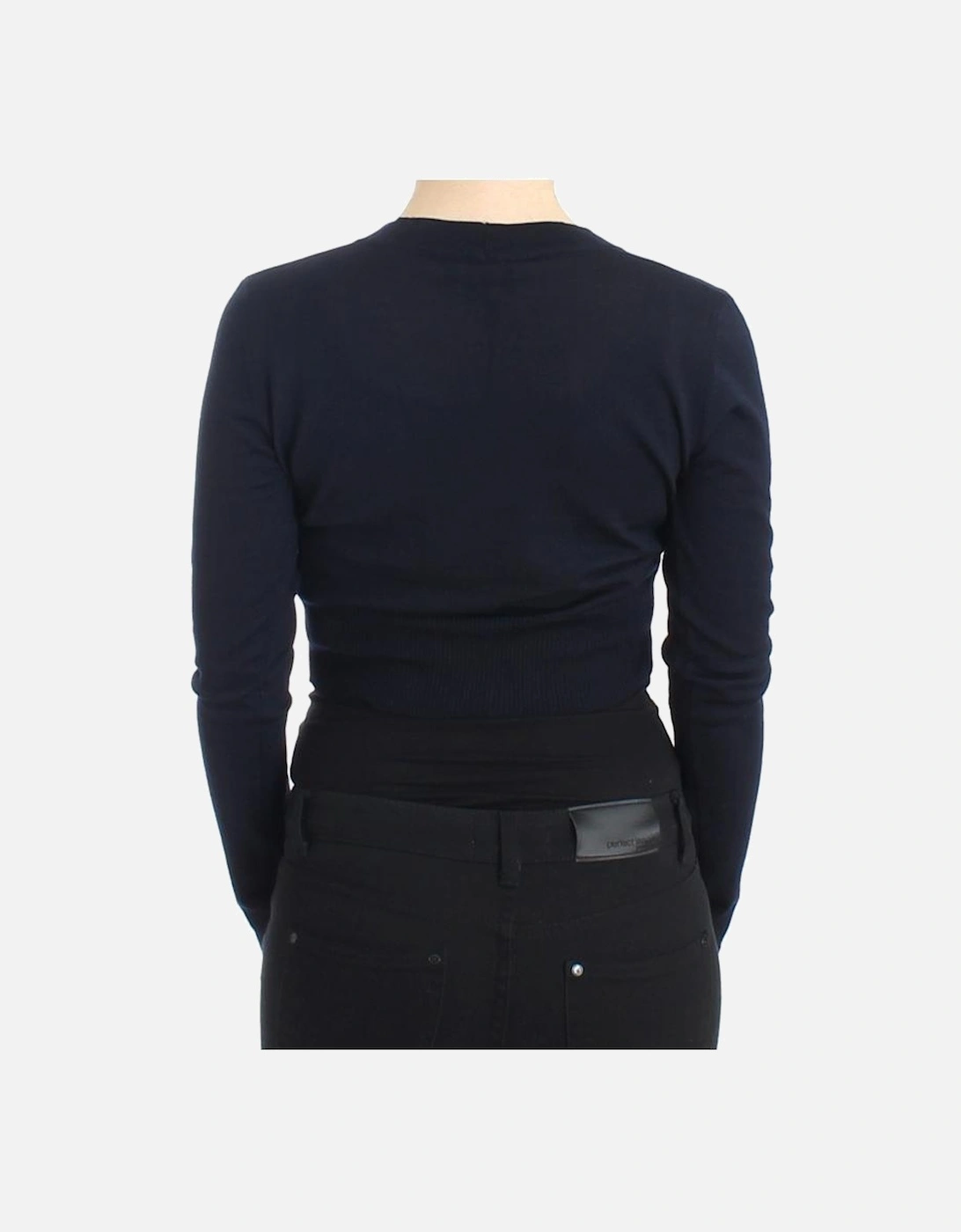 Cropped VNeck Cardigan Women - Blue Sweaters