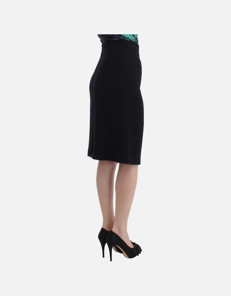 Pleated KneeLength Skirt Classic Style Women - Black