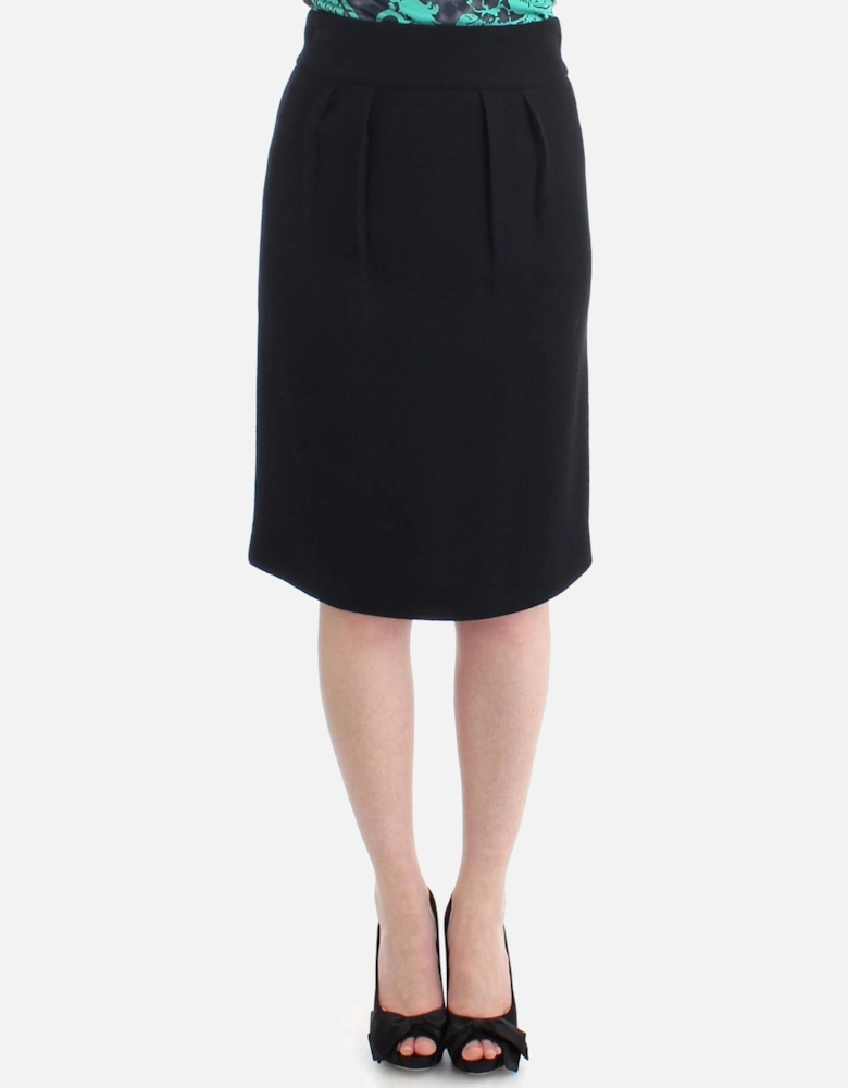 Pleated KneeLength Skirt Classic Style Women - Black