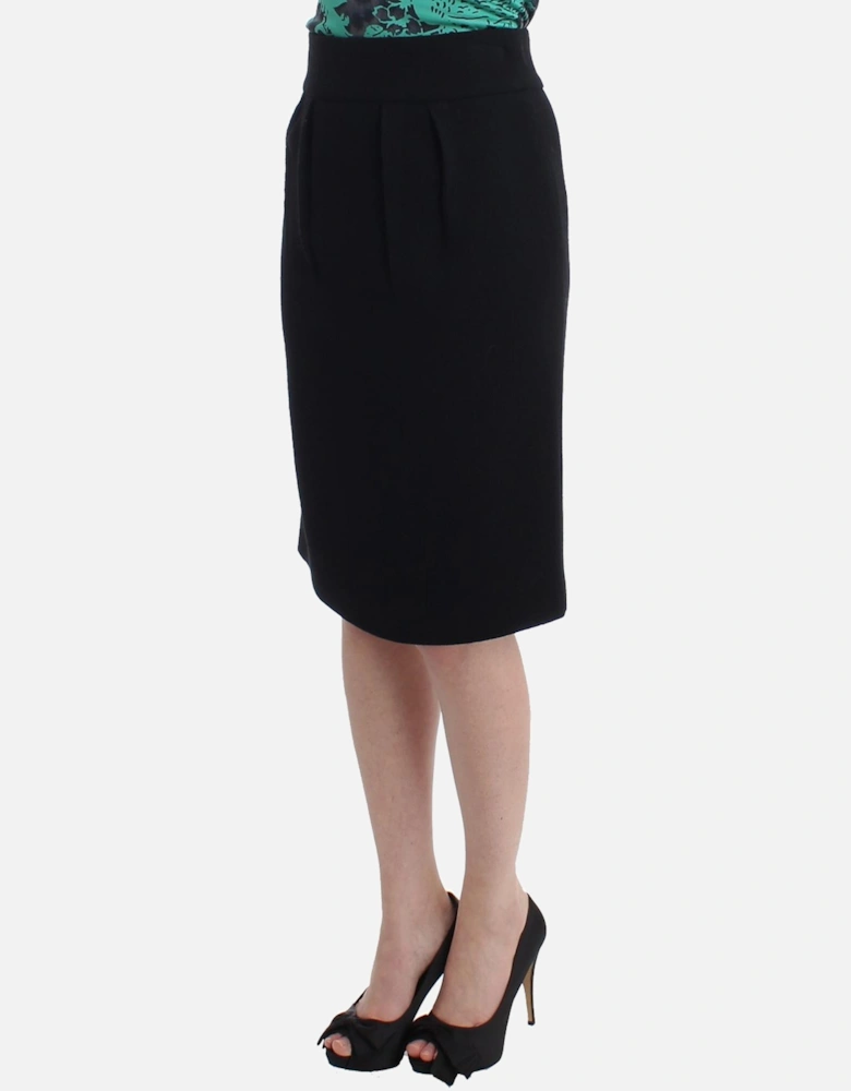 Pleated KneeLength Skirt Classic Style Women - Black