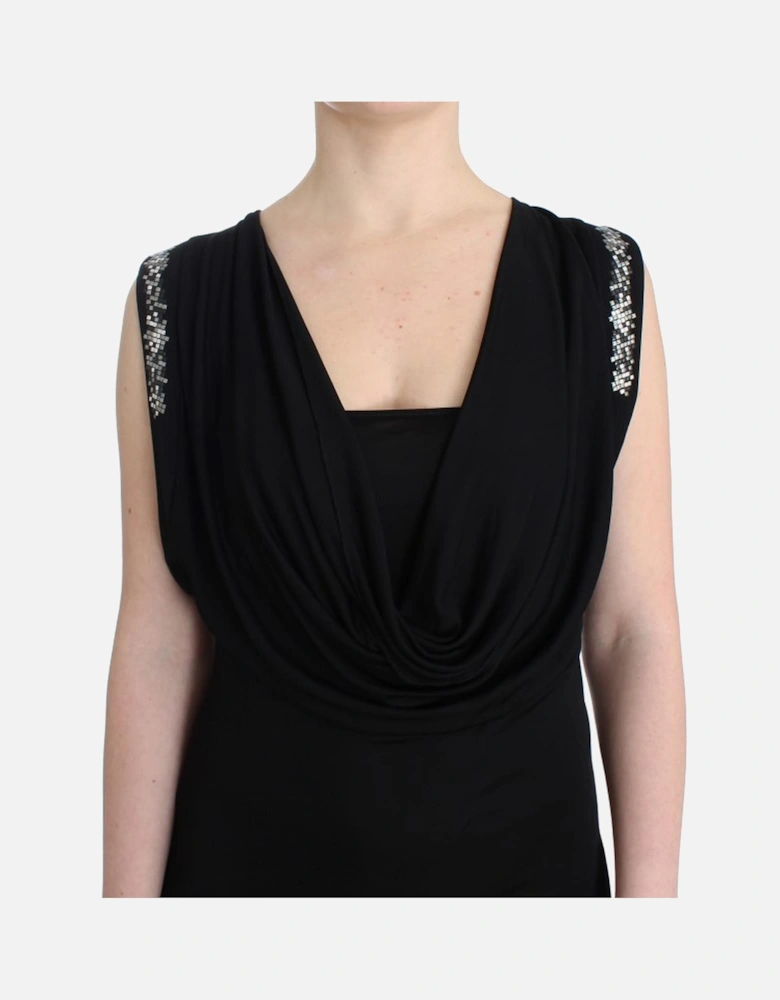 Mini Dress Cowl Neck Sleeveless Women - Black Dresses