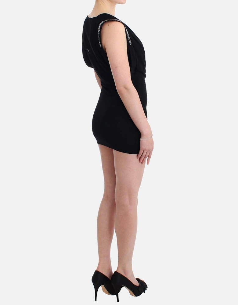 Mini Dress Cowl Neck Sleeveless Women - Black Dresses
