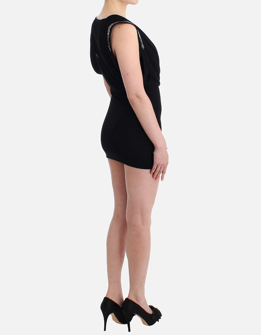 Mini Dress Cowl Neck Sleeveless Women - Black Dresses