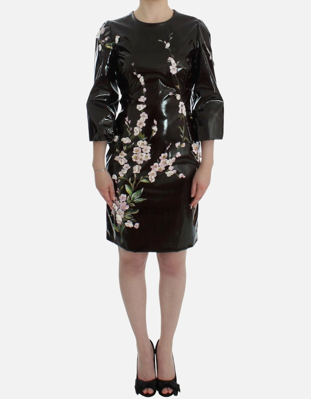 Floral Patent Leather Dress SIG12494 Women - Black Dresses, 7 of 6
