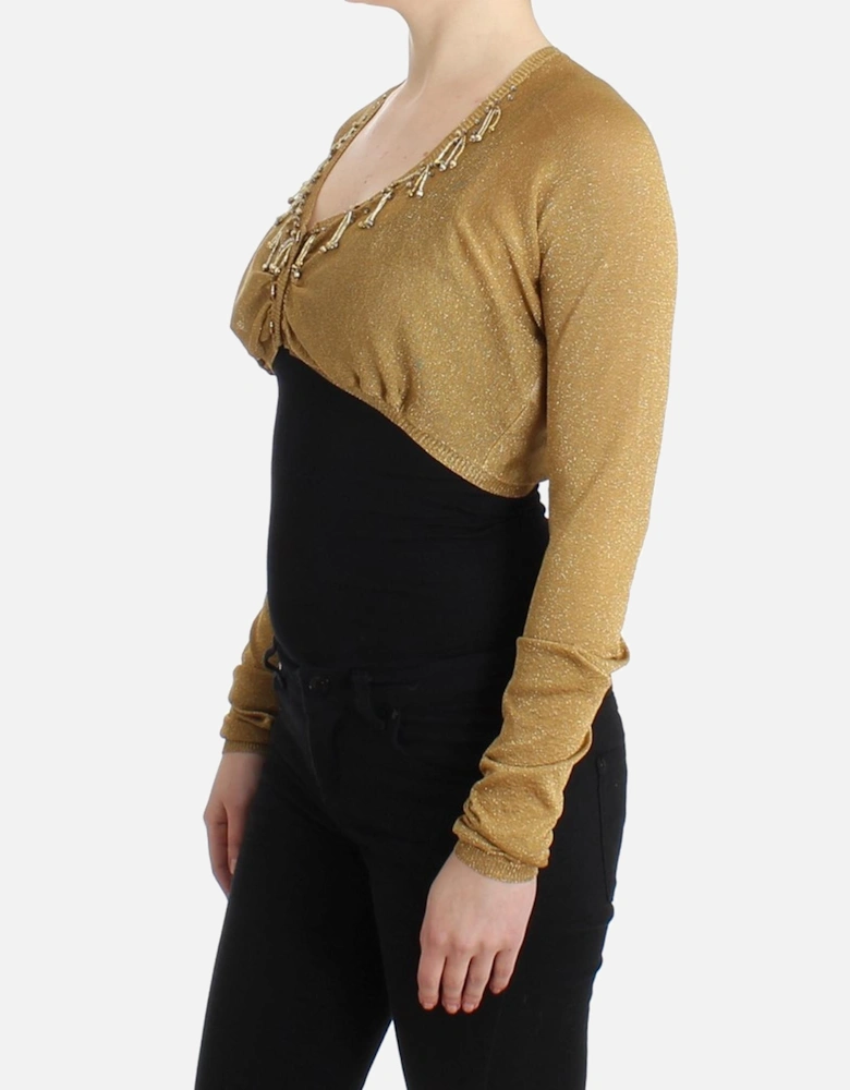 Gold Glitter Knit Cardigan Women - Yellow T-Shirts
