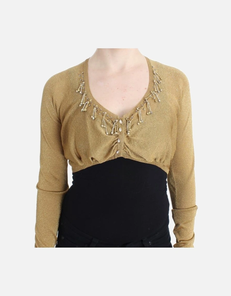 Gold Glitter Knit Cardigan Women - Yellow T-Shirts
