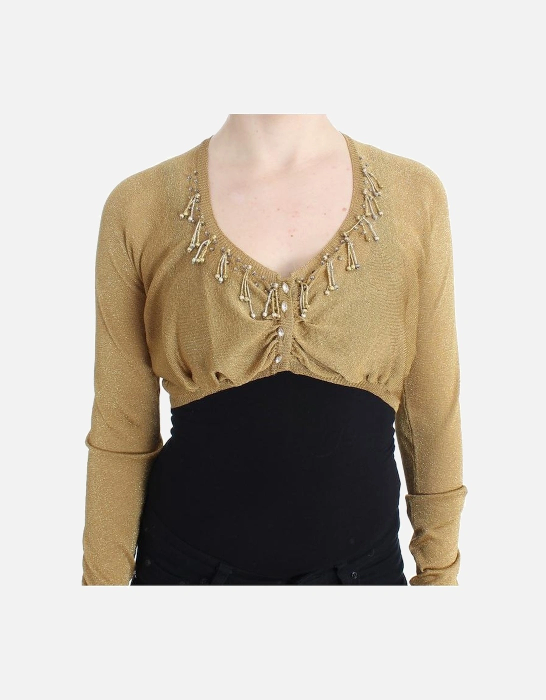 Gold Glitter Knit Cardigan Women - Yellow T-Shirts