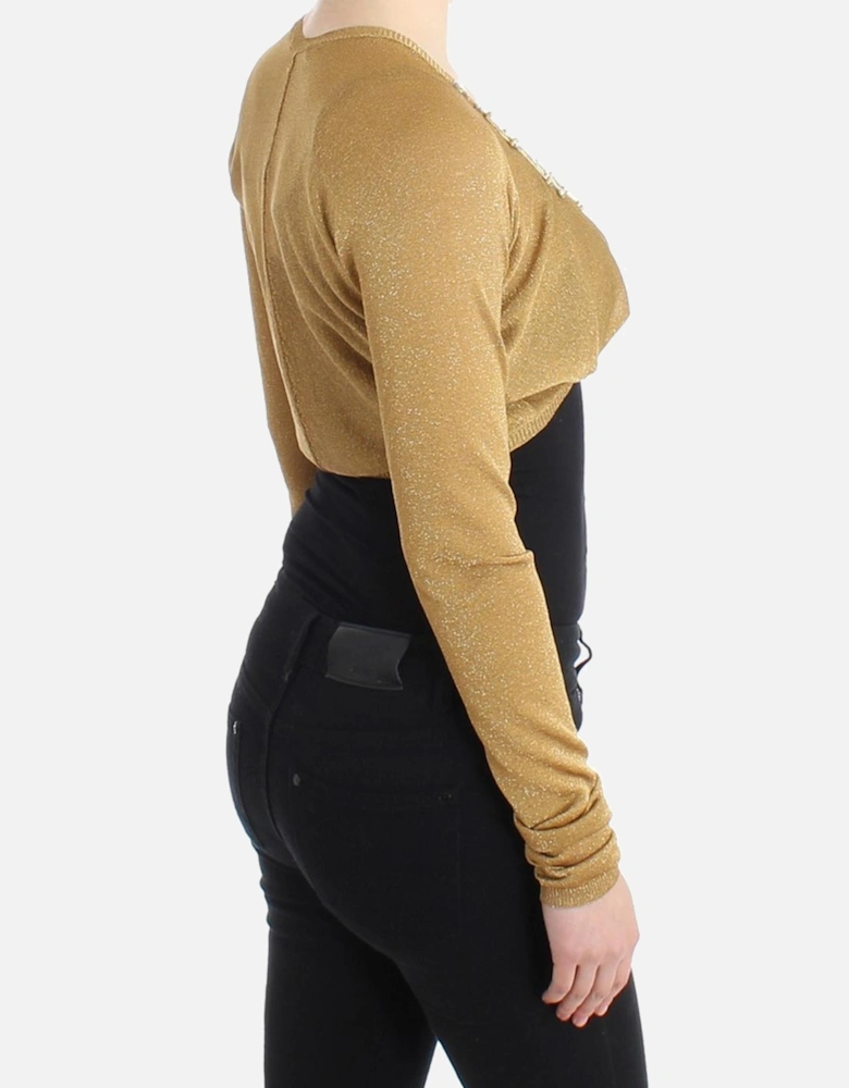 Gold Glitter Knit Cardigan Women - Yellow T-Shirts