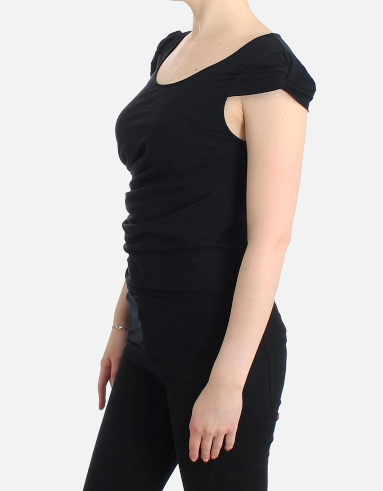 Jersey Top Scoop Neck Short Sleeve Women - Black T-Shirts