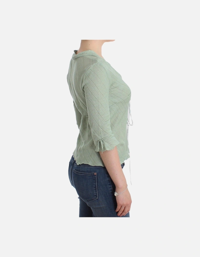 Knit Top Three Quarter Sleeves Women - Green Sweaters