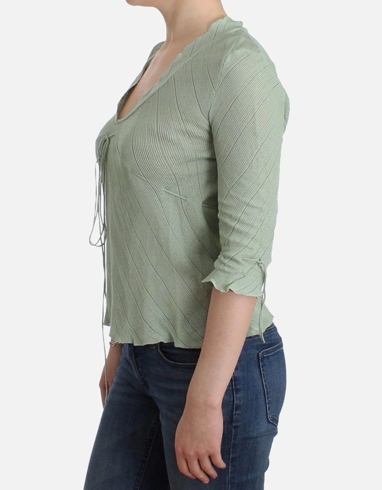 Knit Top Three Quarter Sleeves Women - Green Sweaters