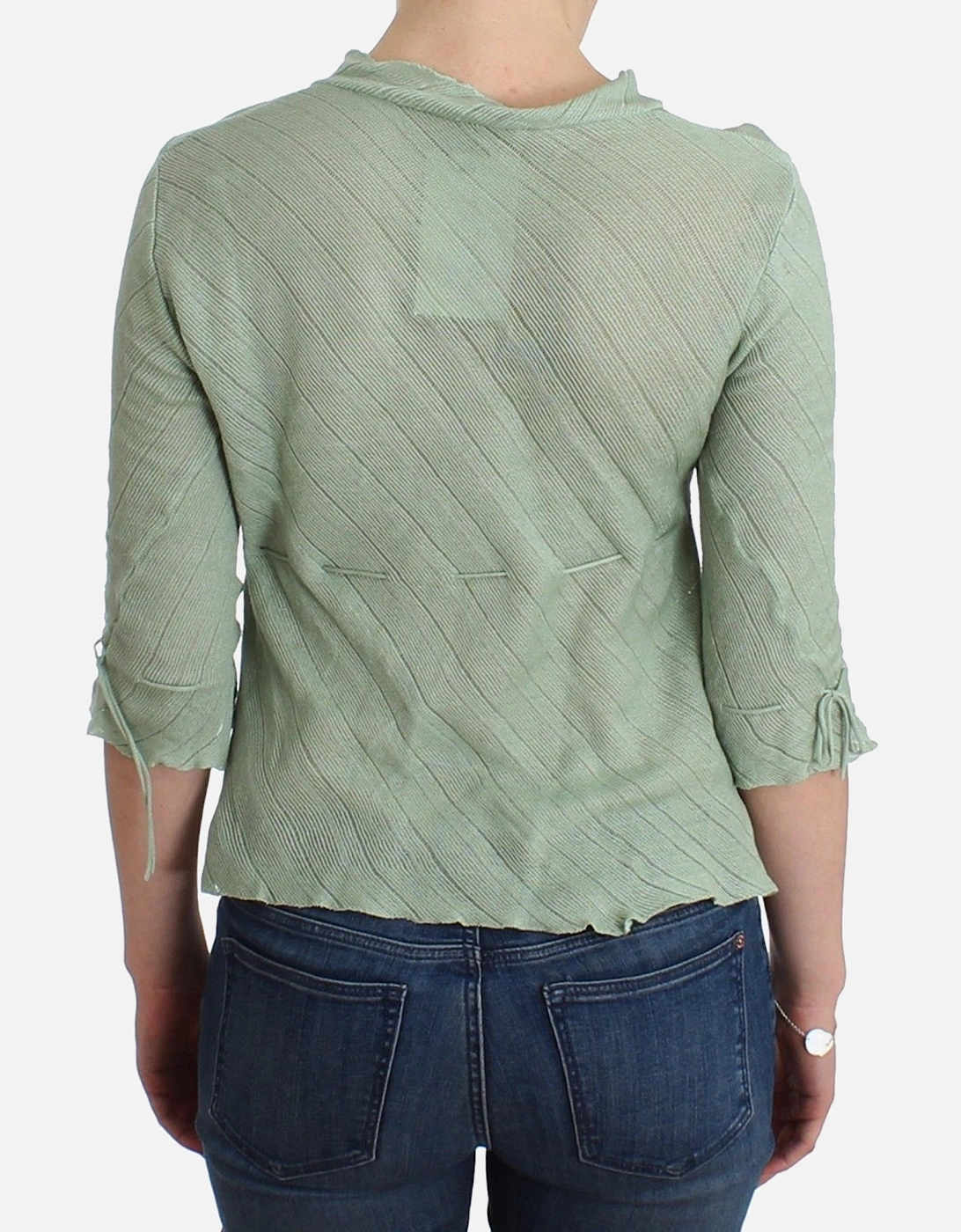 Knit Top Three Quarter Sleeves Women - Green Sweaters