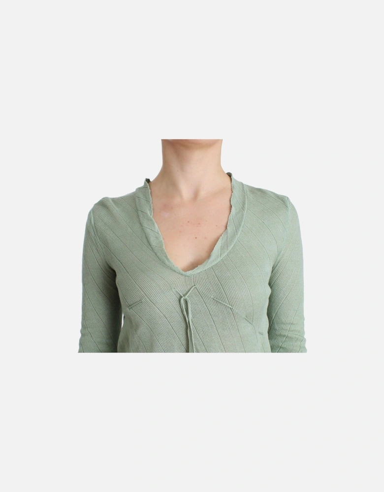 Knit Top Three Quarter Sleeves Women - Green Sweaters