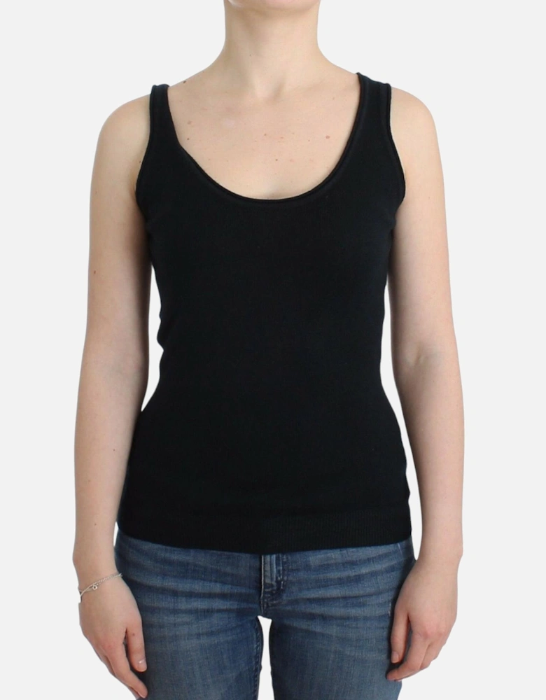 Cashmere Tank Top Sleeveless Scoop Neck Women - Black T-Shirts