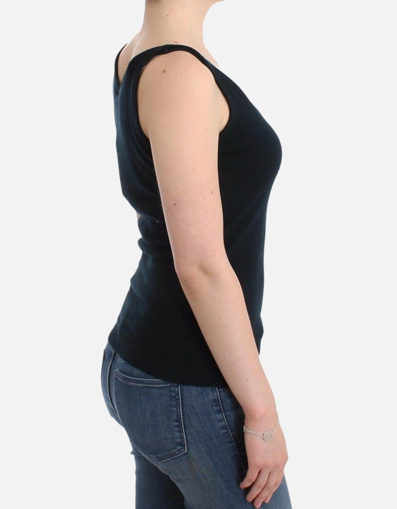 Cashmere Tank Top Sleeveless Scoop Neck Women - Black T-Shirts