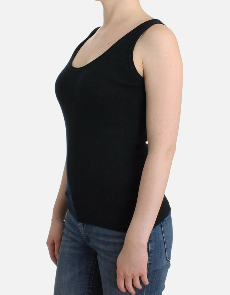 Cashmere Tank Top Sleeveless Scoop Neck Women - Black T-Shirts