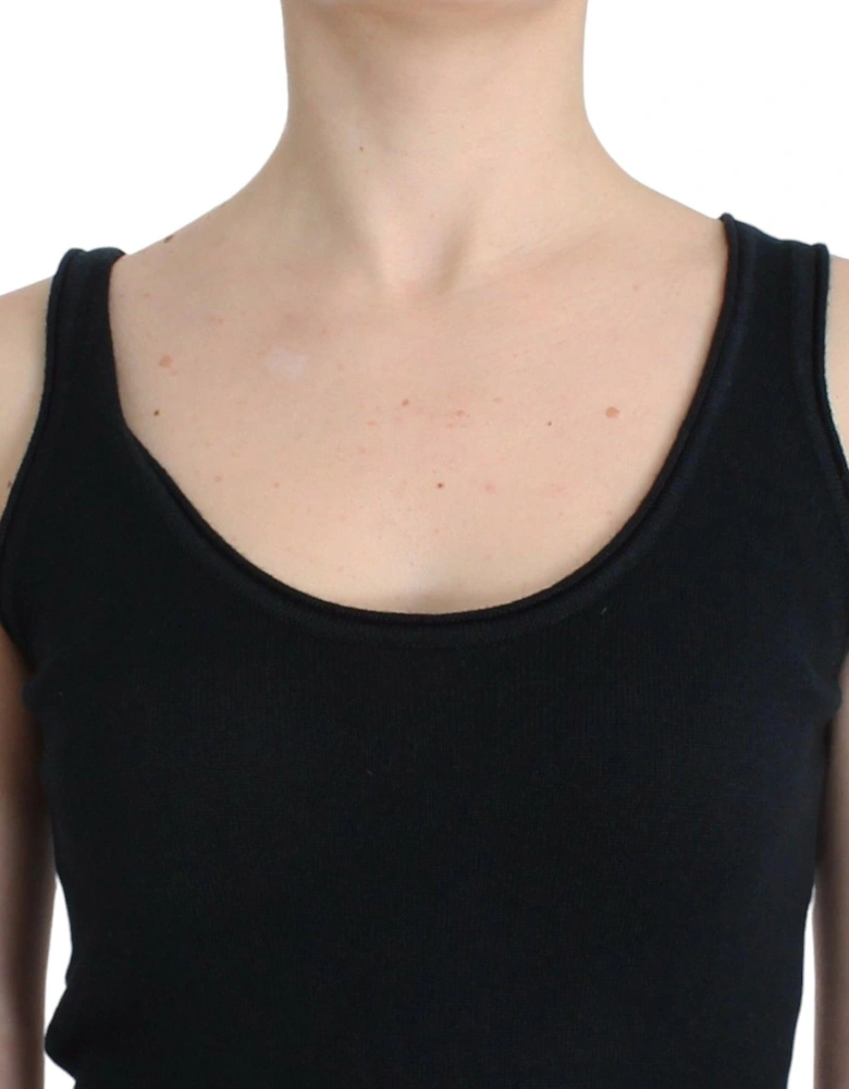 Cashmere Tank Top Sleeveless Scoop Neck Women - Black T-Shirts