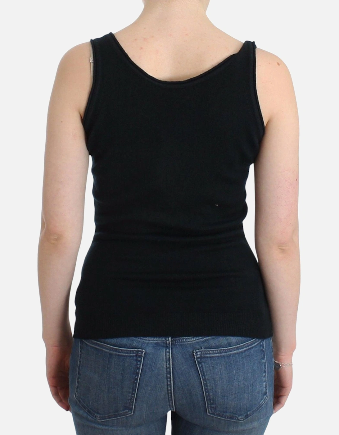 Cashmere Tank Top Sleeveless Scoop Neck Women - Black T-Shirts