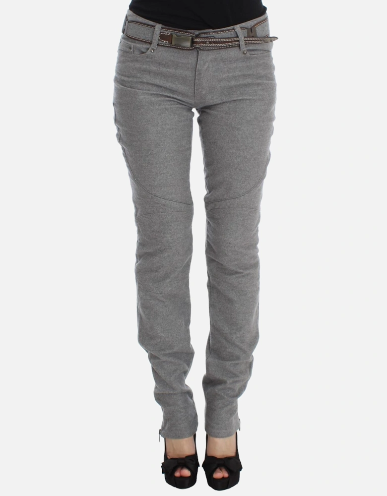 Grey Casual Pants Zip Ankle Detail Women - Gray Jeans