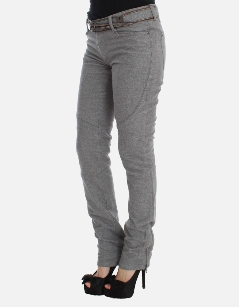 Grey Casual Pants Zip Ankle Detail Women - Gray Jeans