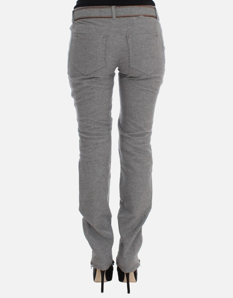Grey Casual Pants Zip Ankle Detail Women - Gray Jeans