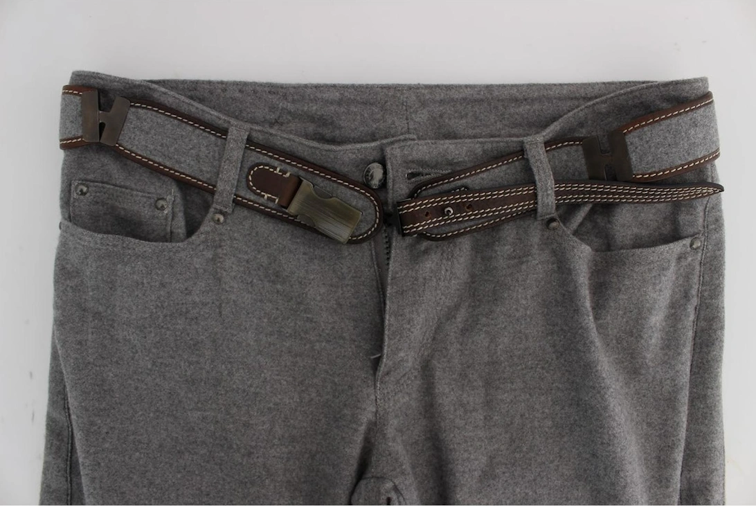 Grey Casual Pants Zip Ankle Detail Women - Gray Jeans