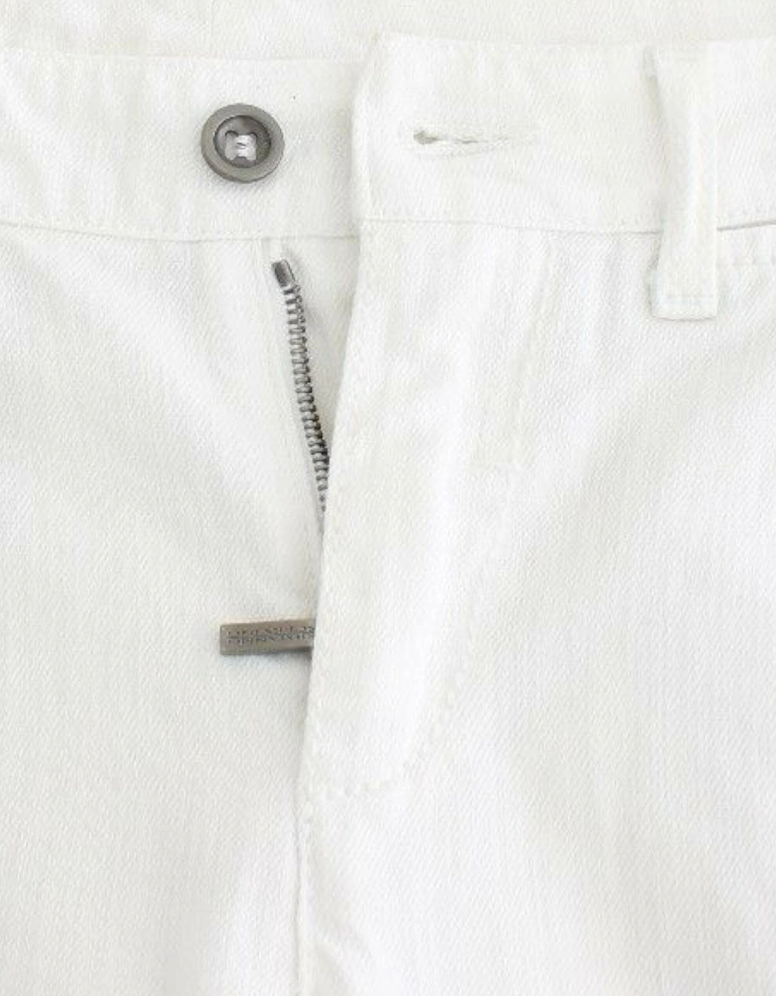 Cropped Cotton Jeans with Logo Details Women - White Jeans
