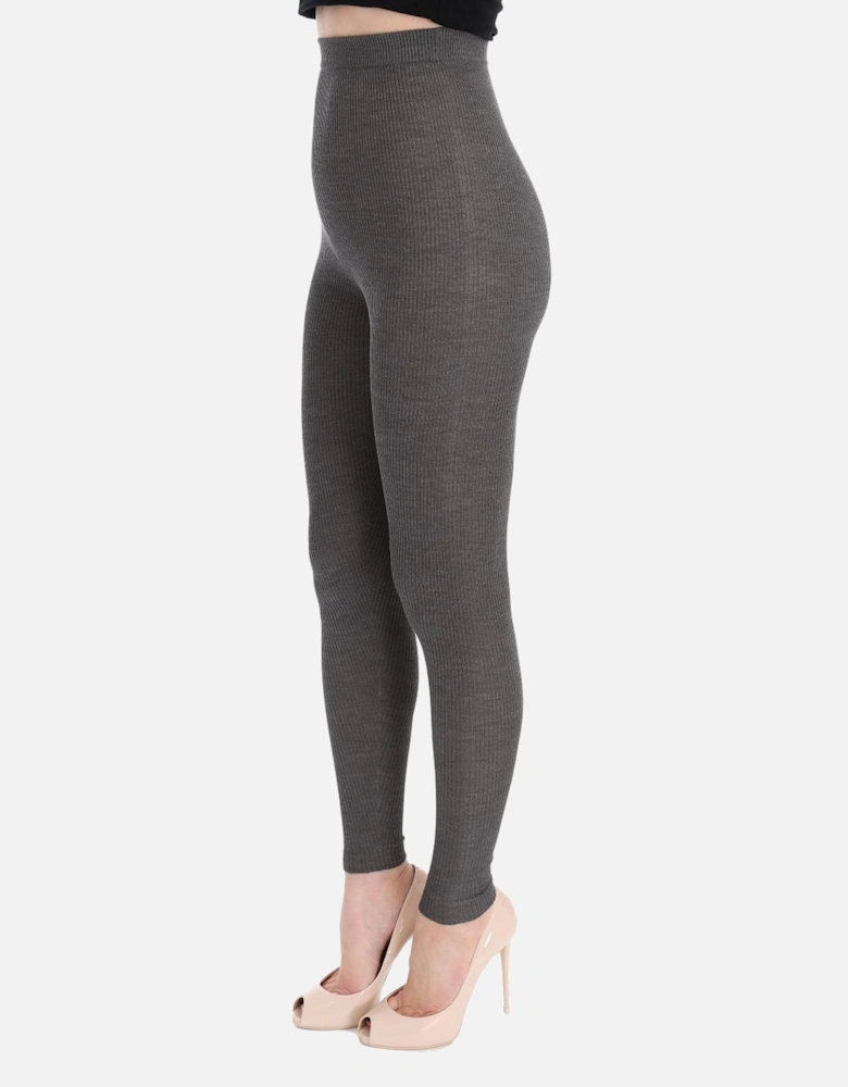 Dolce Gabbana Ribbed Wool Leggings Women - Gray Pantyhose