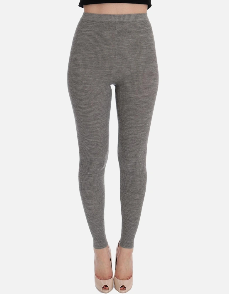 Dolce Gabbana Ribbed Wool Leggings Women - Gray Pantyhose