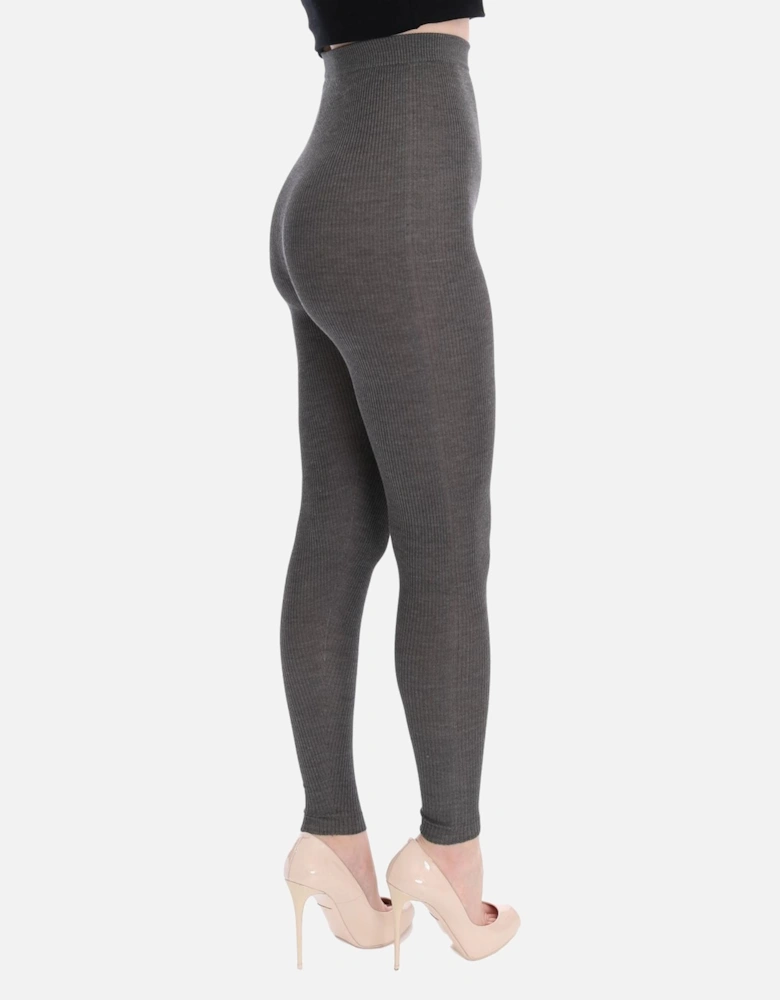 Dolce Gabbana Ribbed Wool Leggings Women - Gray Pantyhose