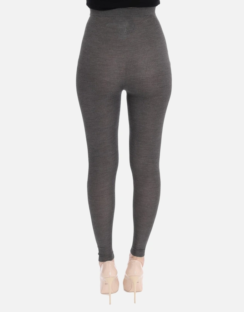 Dolce Gabbana Ribbed Wool Leggings Women - Gray Pantyhose