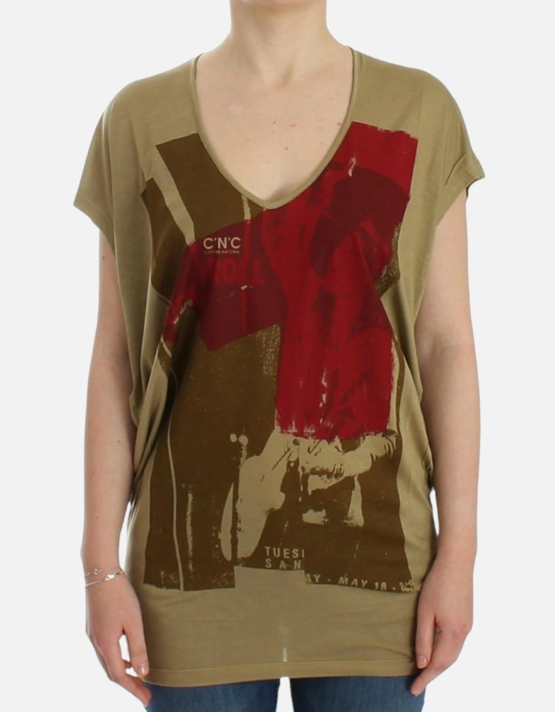 Graphic Print Silk TShirt Women - Green T-Shirts