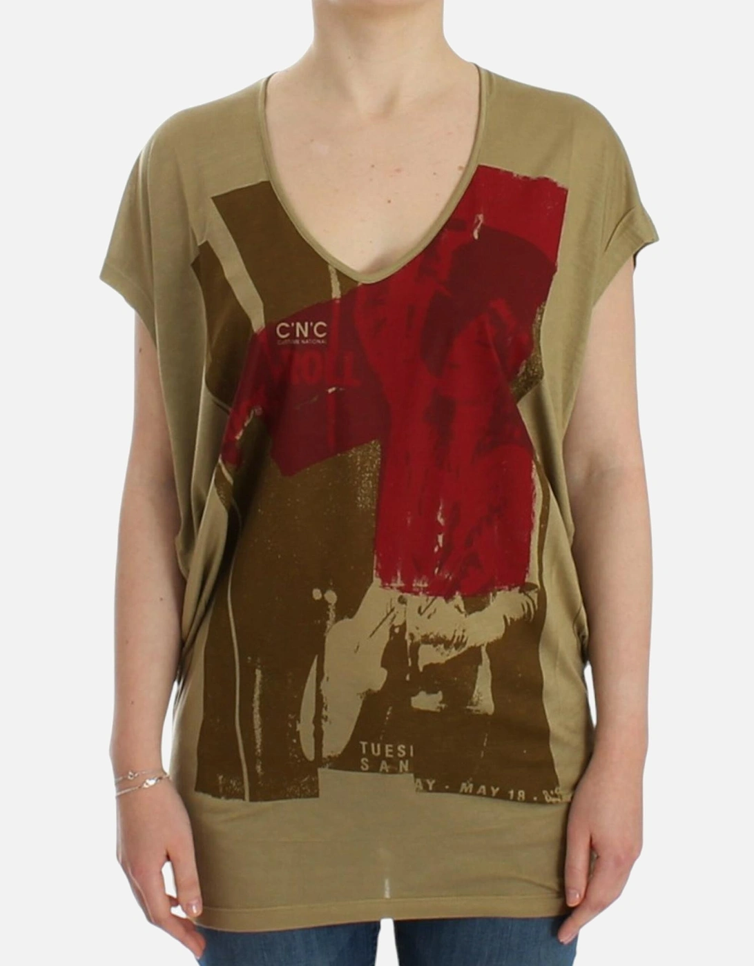 Graphic Print Silk TShirt Women - Green T-Shirts, 7 of 6