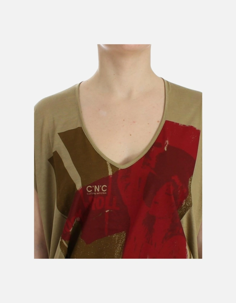 Graphic Print Silk TShirt Women - Green T-Shirts