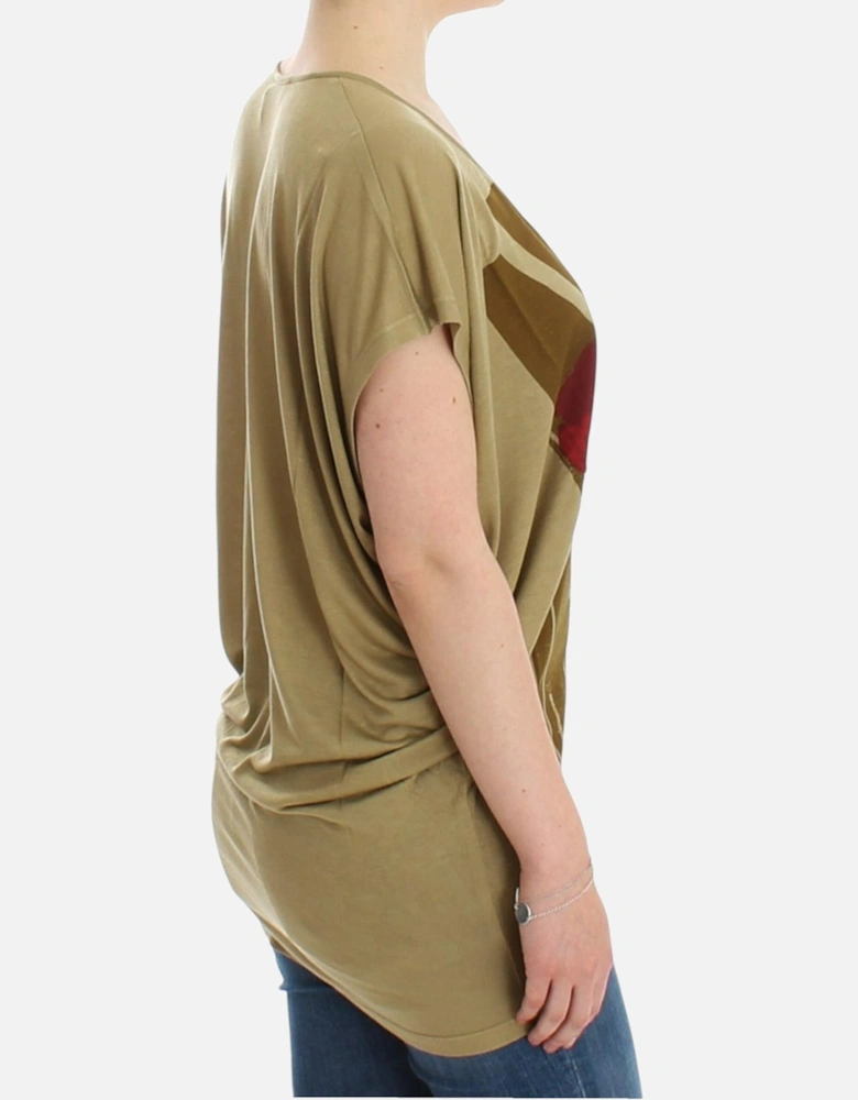 Graphic Print Silk TShirt Women - Green T-Shirts