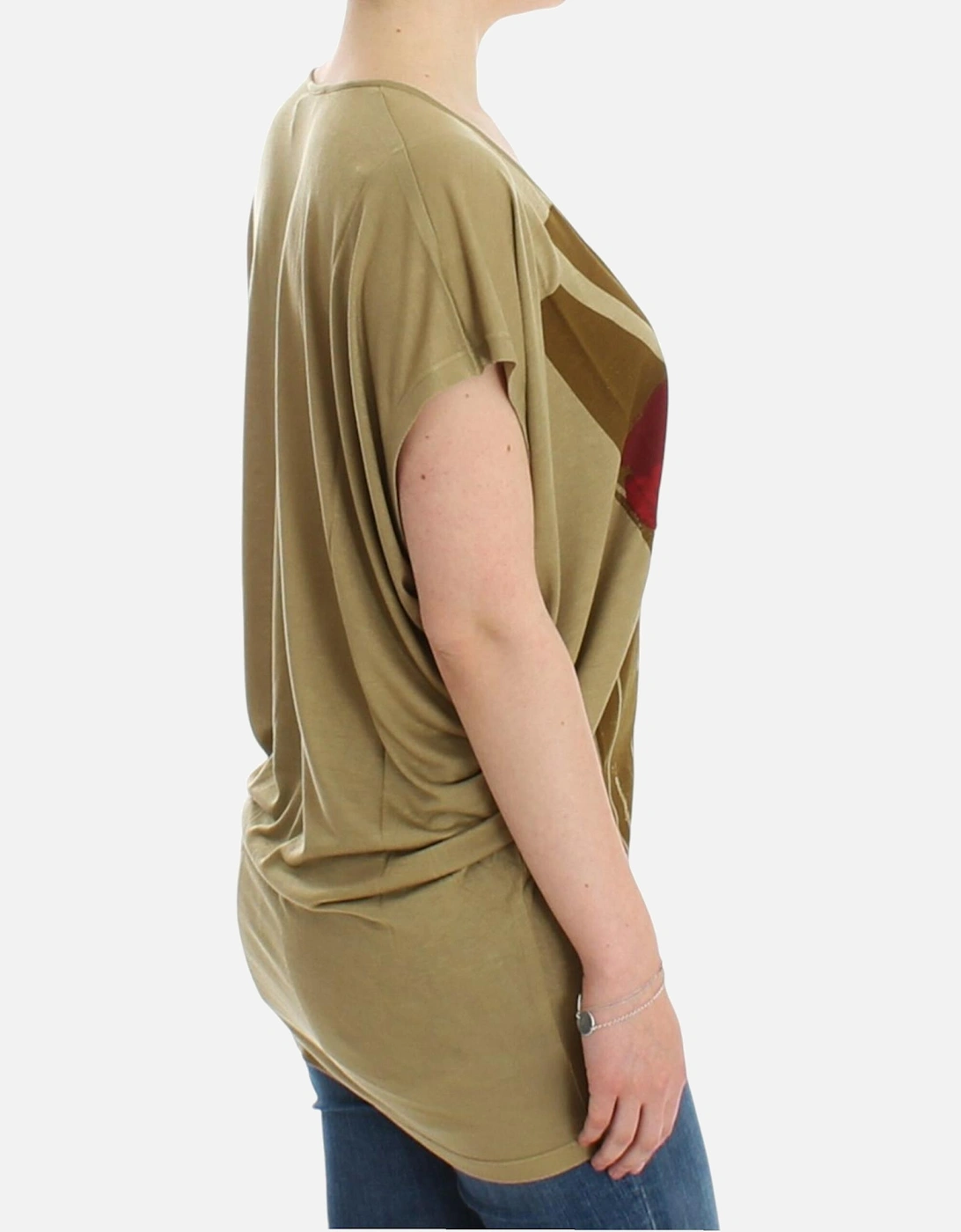 Graphic Print Silk TShirt Women - Green T-Shirts