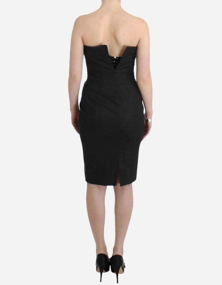 Strapless Dress with Gold Tone Details Women - Gray Dresses