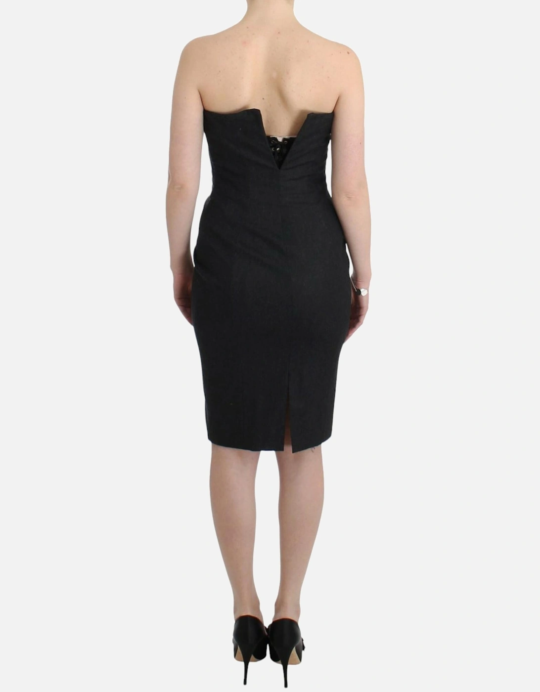 Strapless Dress with Gold Tone Details Women - Gray Dresses
