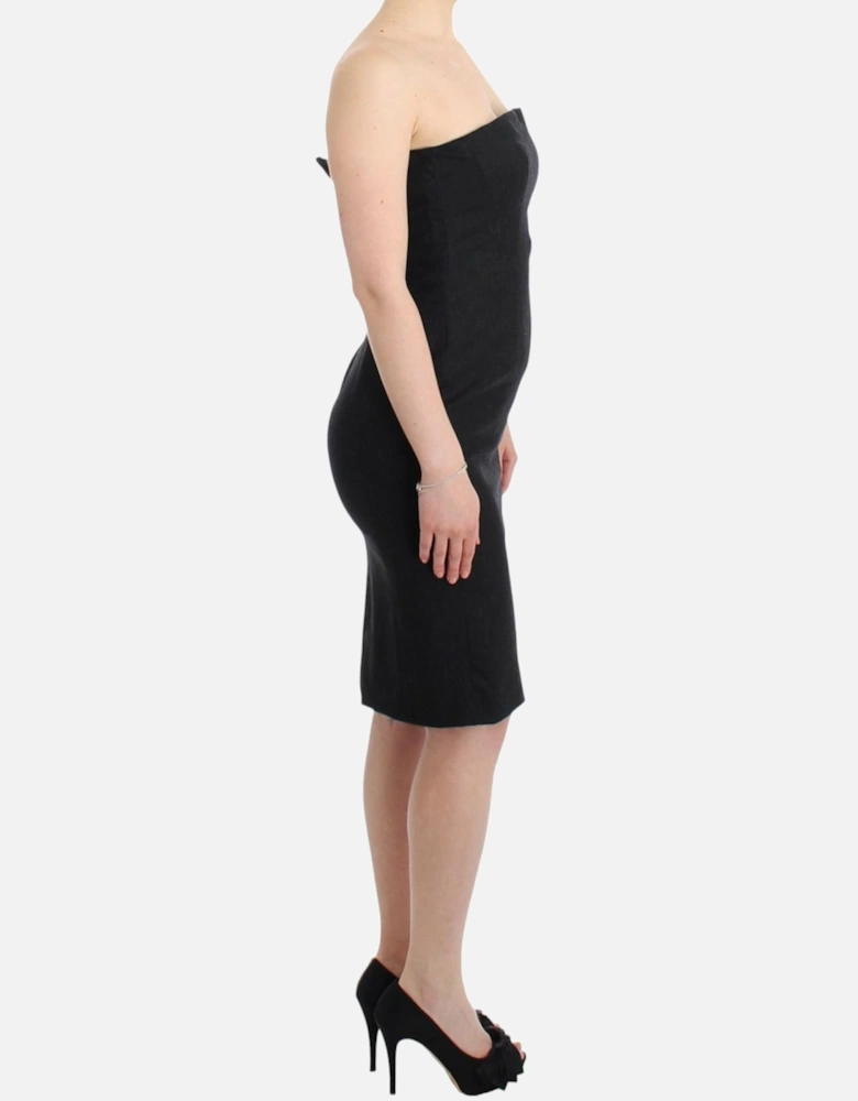 Strapless Dress with Gold Tone Details Women - Gray Dresses