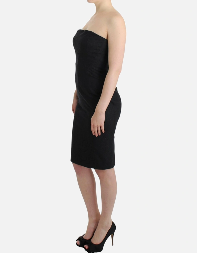 Strapless Dress with Gold Tone Details Women - Gray Dresses