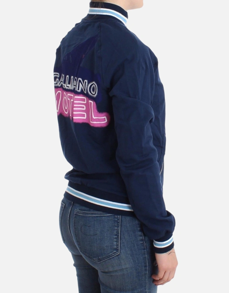 ZipUp Knit Track Jacket Navy Blue Women Sweaters