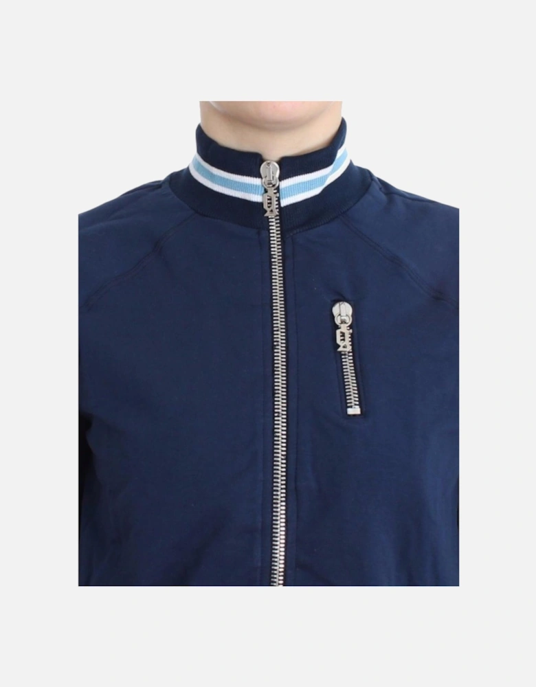ZipUp Knit Track Jacket Navy Blue Women Sweaters