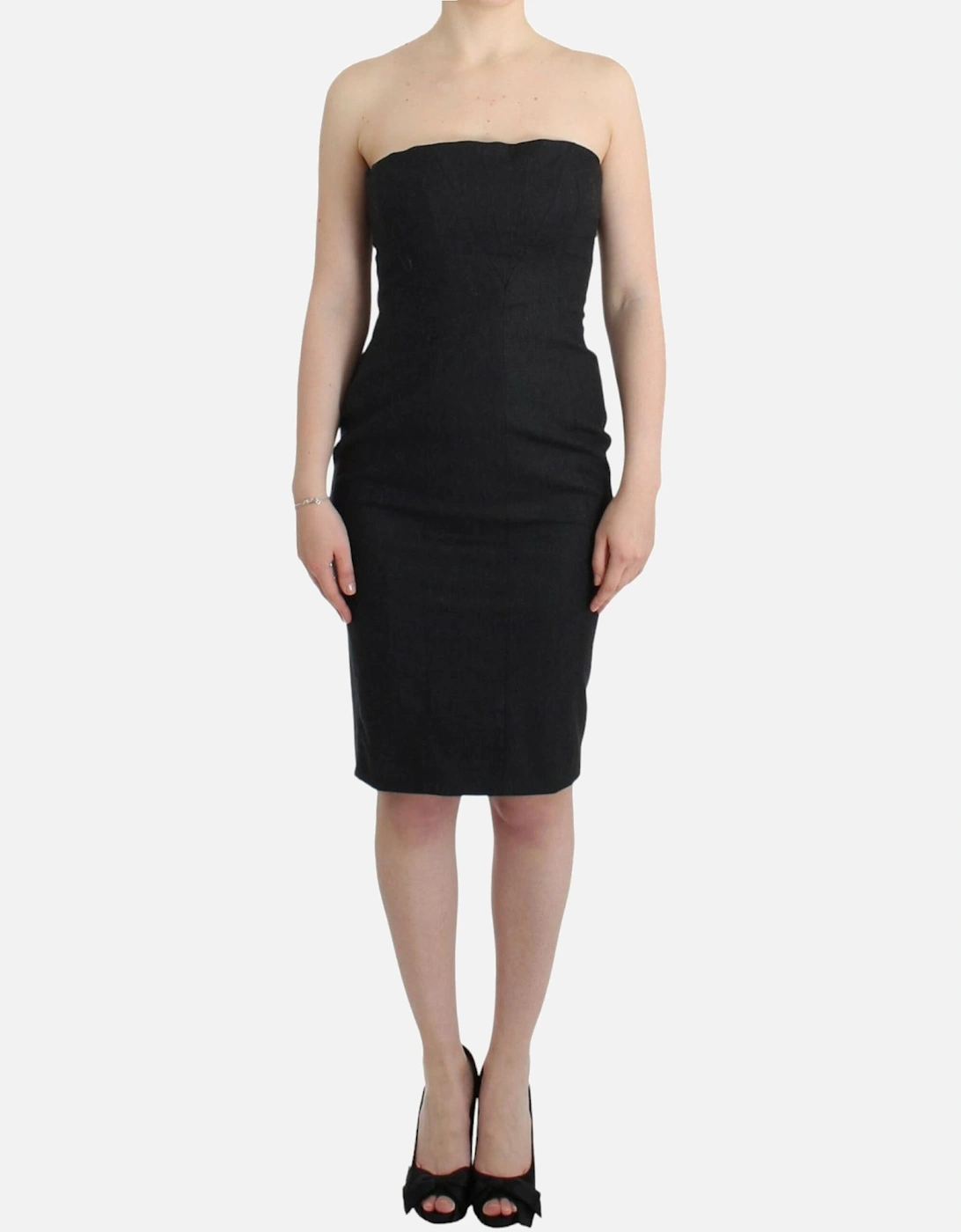 Strapless Dress with Gold Tone Details Women - Gray Dresses, 7 of 6