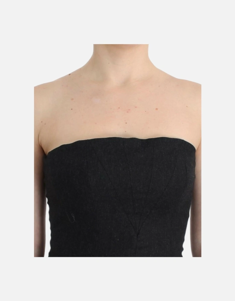 Strapless Dress with Gold Tone Details Women - Gray Dresses