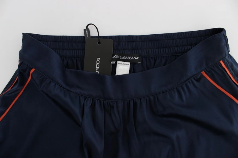 Silk Stretch Mini Shorts with Logo Details Women - Blue