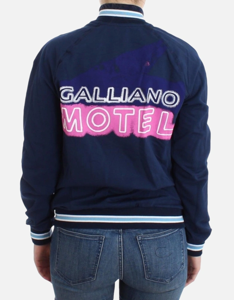 ZipUp Knit Track Jacket Navy Blue Women Sweaters