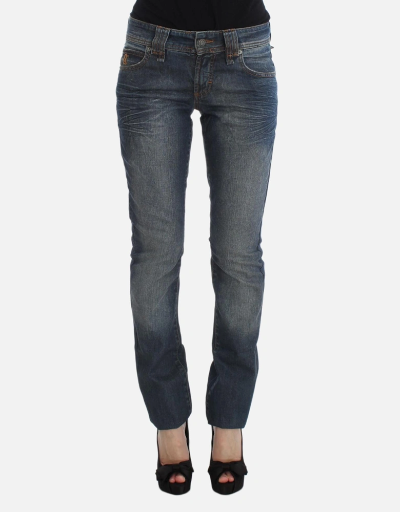 MidRise Straight Jeans Distressed Denim Women - Blue Jeans