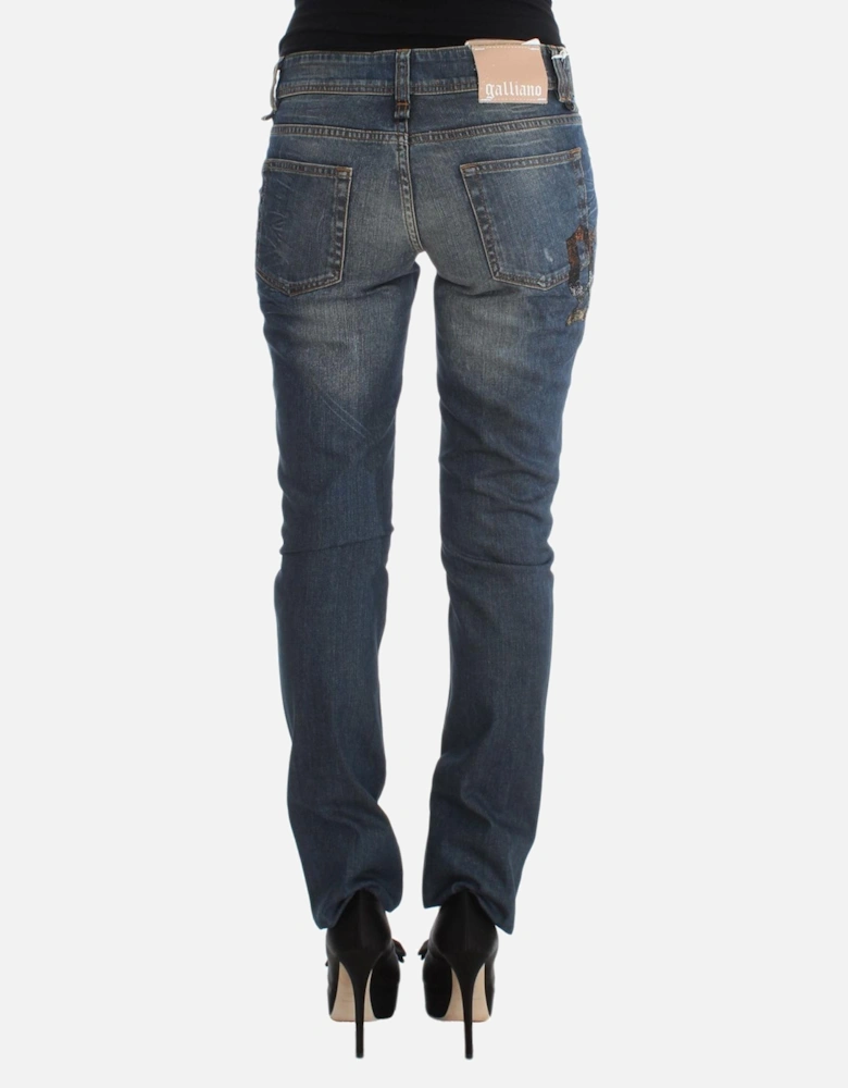 MidRise Straight Jeans Distressed Denim Women - Blue Jeans